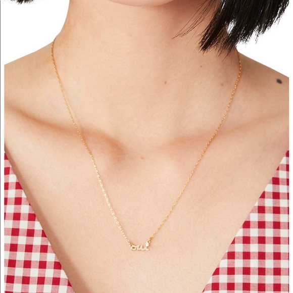 NWT Kate Spade Say Yes Gold Plated Oui Pendant Necklace - Picture 2 of 8